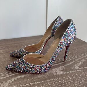 Christian Louboutin Tweed Glitter Heels